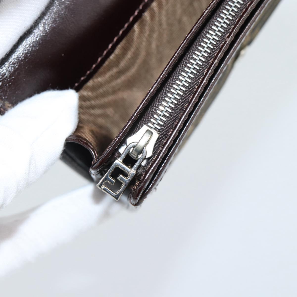 FENDI Zucca Canvas Bifold Wallet Black Brown Auth am11958V
