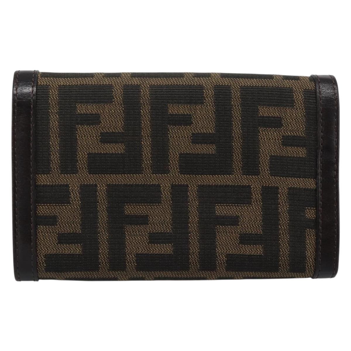 FENDI Zucca Canvas Bifold Wallet Black Brown Auth am11958V