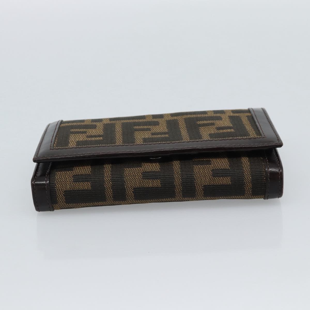FENDI Zucca Canvas Bifold Wallet Black Brown Auth am11958V