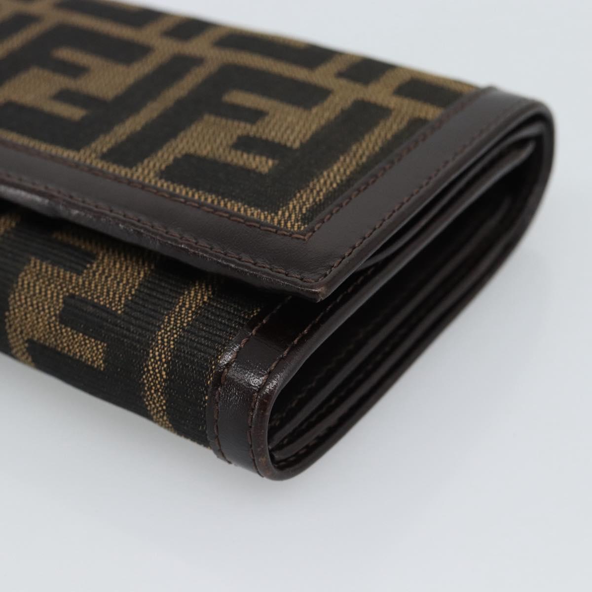 FENDI Zucca Canvas Bifold Wallet Black Brown Auth am11958V