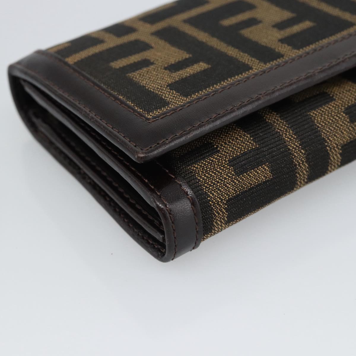 FENDI Zucca Canvas Bifold Wallet Black Brown Auth am11958V