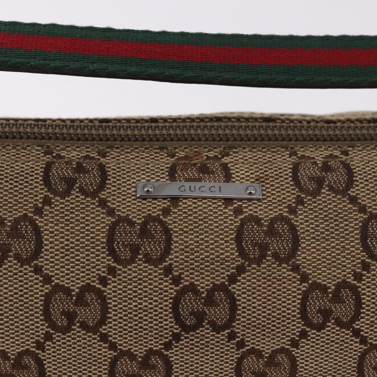 GUCCI GG Canvas Accessories Sherry Line Bag Beige Silver 141809 Auth am11962A