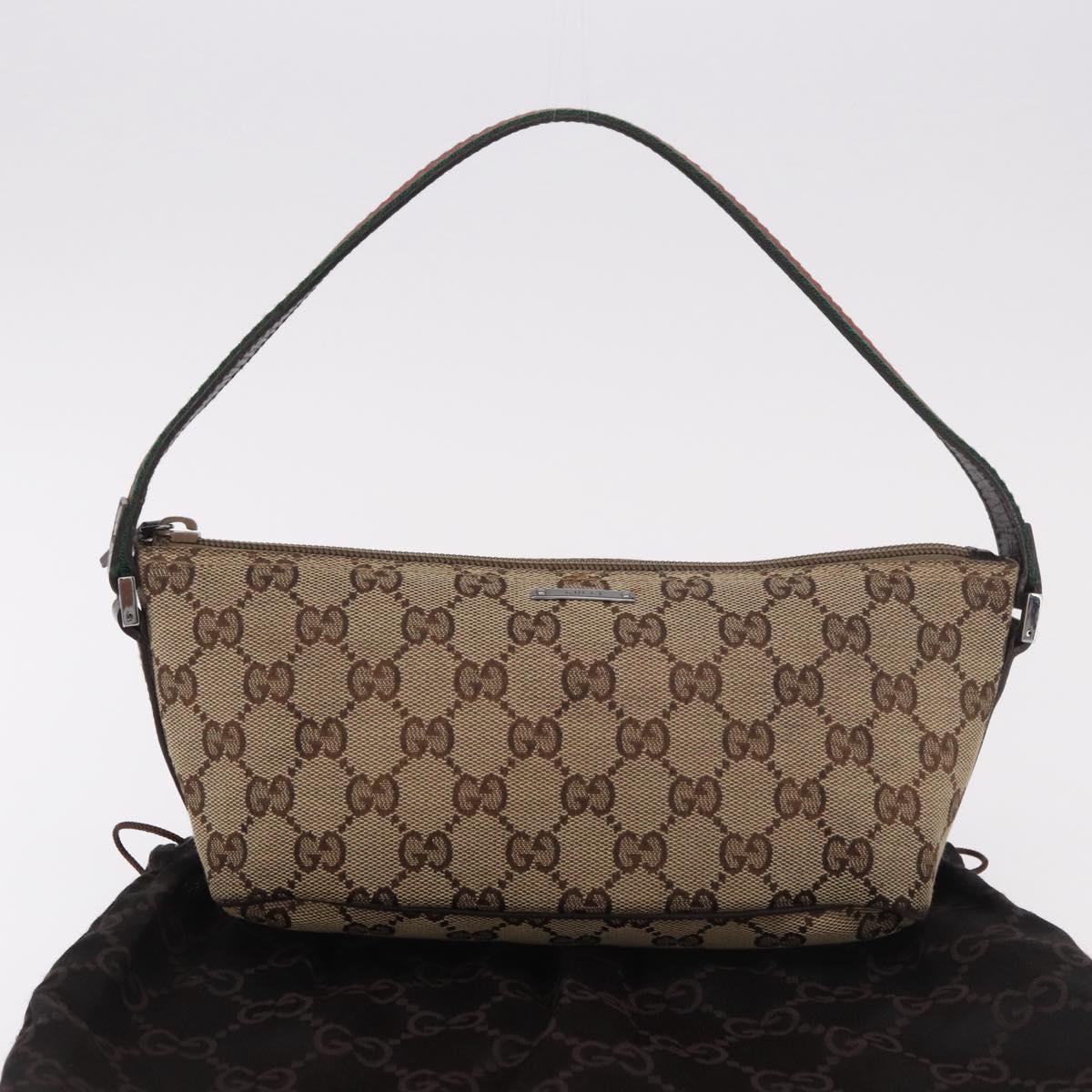 GUCCI GG Canvas Accessories Sherry Line Bag Beige Silver 141809 Auth am11962A