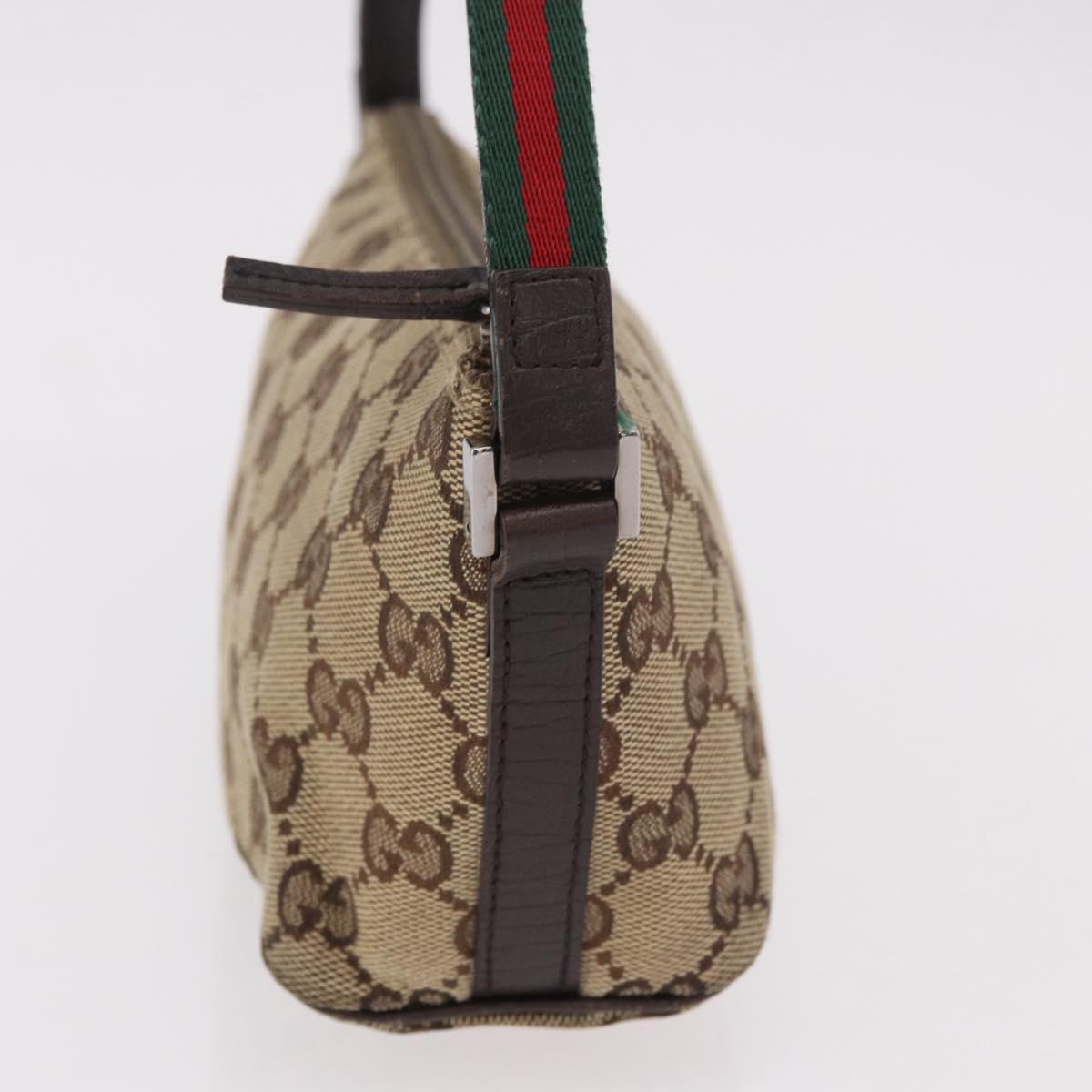 GUCCI GG Canvas Accessories Sherry Line Bag Beige Silver 141809 Auth am11962A