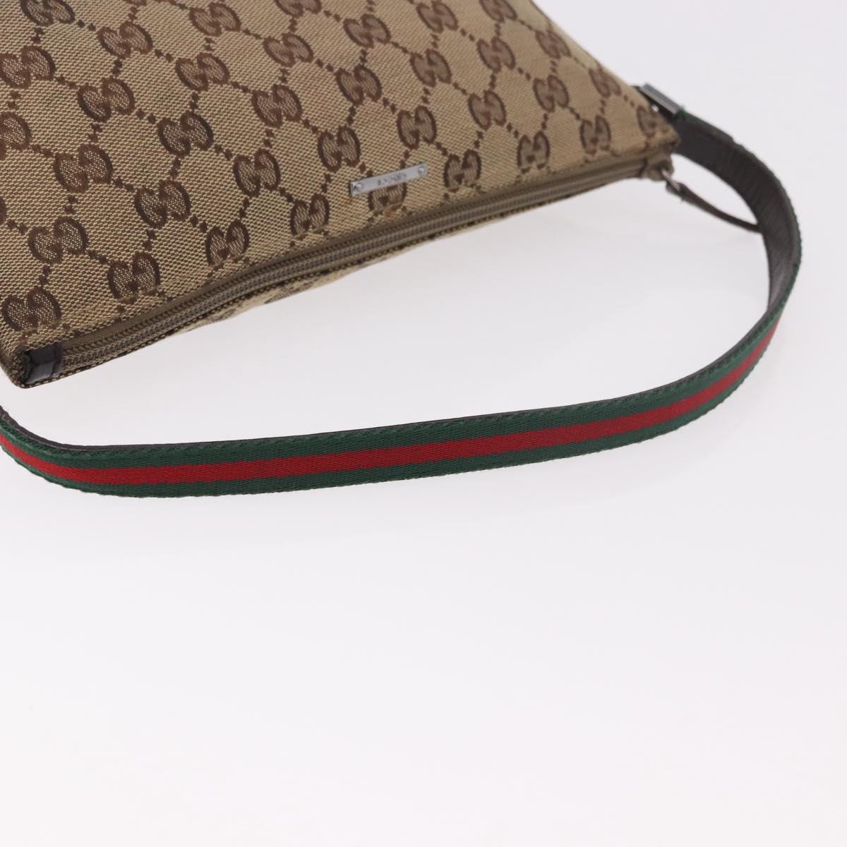 GUCCI GG Canvas Accessories Sherry Line Bag Beige Silver 141809 Auth am11962A