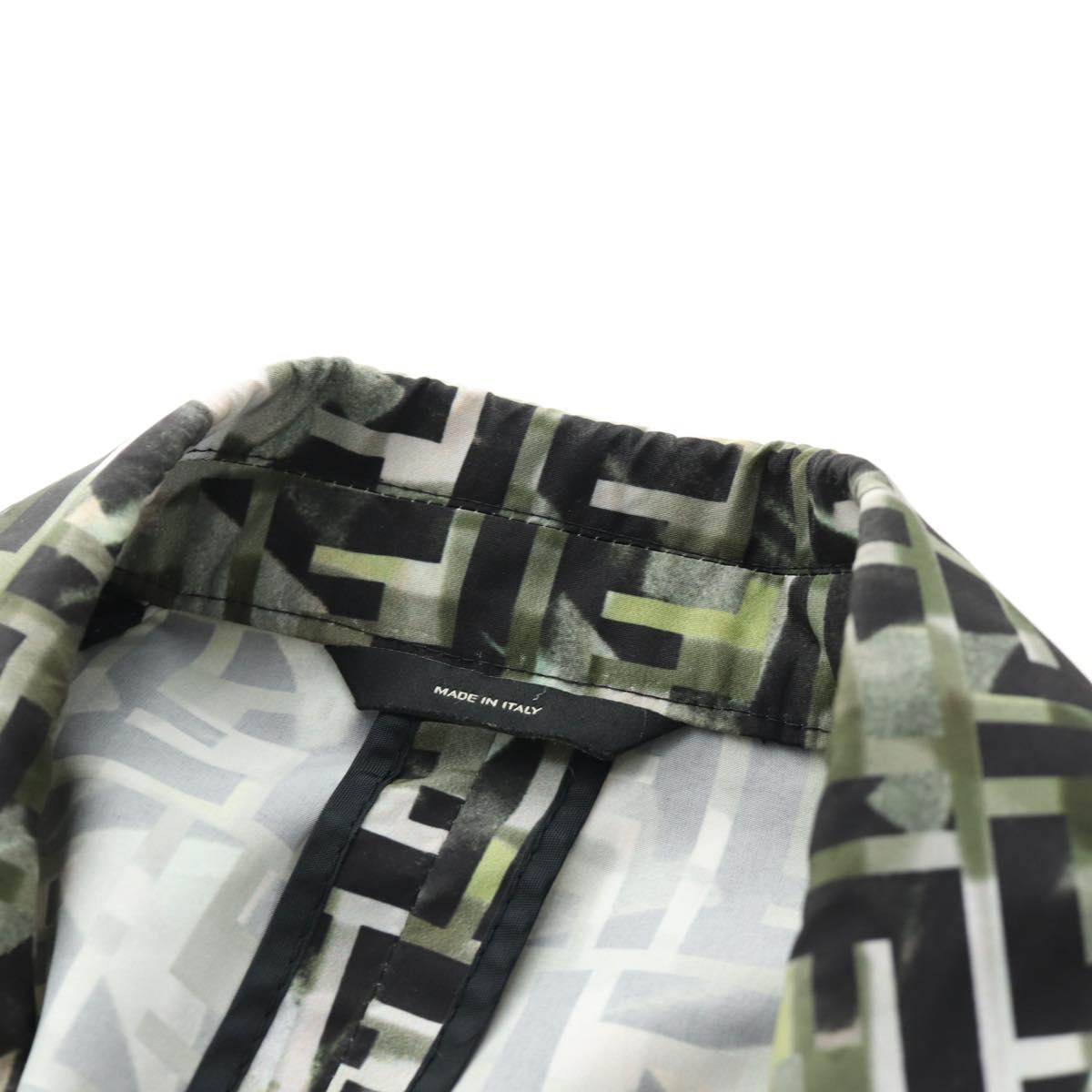 FENDI Tailored Jacket Zucca Canvas polyester 44 Green Black Auth am11963V