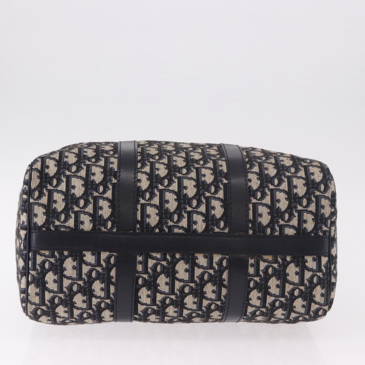 Christian Dior Trotter Canvas mini Boston Bag Navy Silver Auth am11966V