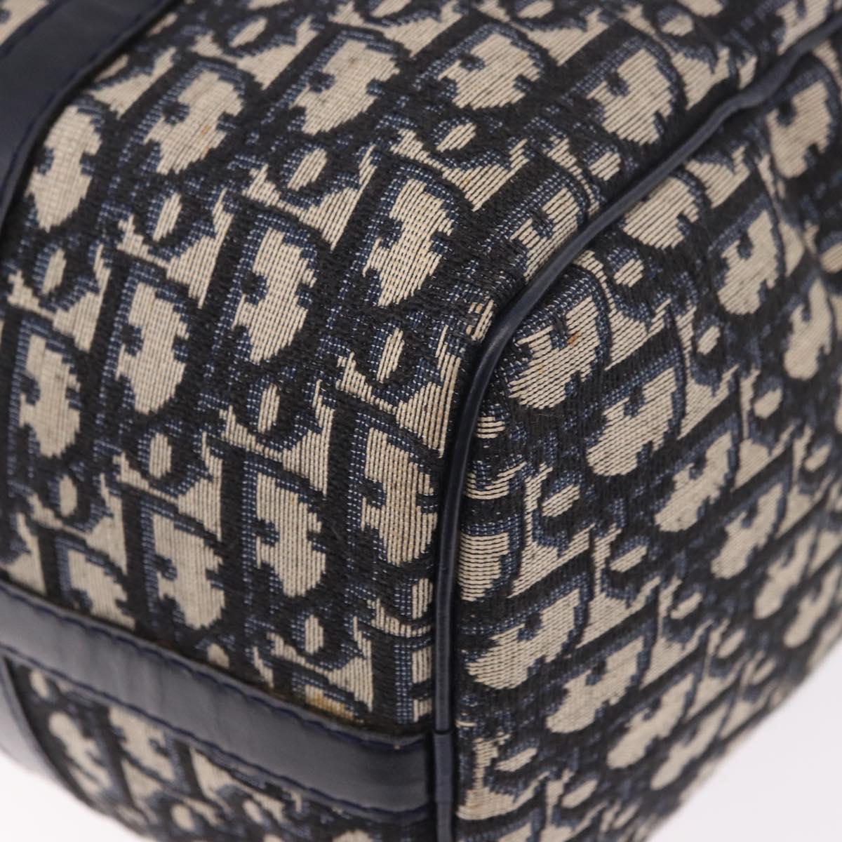 Christian Dior Trotter Canvas mini Boston Bag Navy Silver Auth am11966V