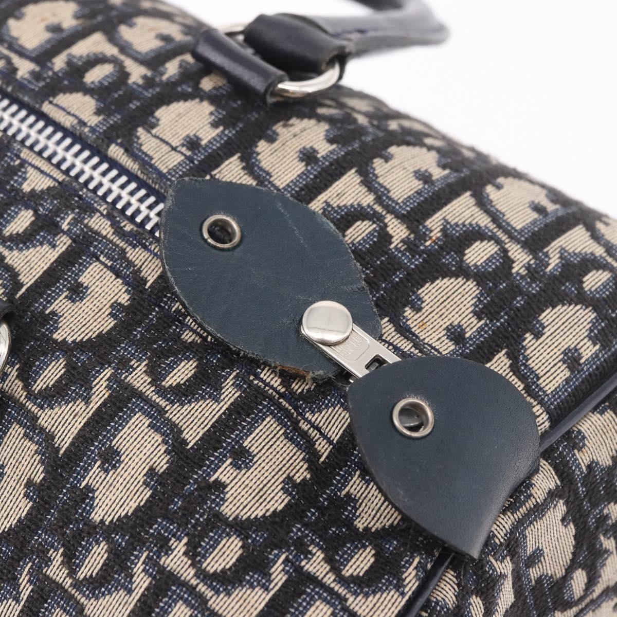 Christian Dior Trotter Canvas mini Boston Bag Navy Silver Auth am11966V