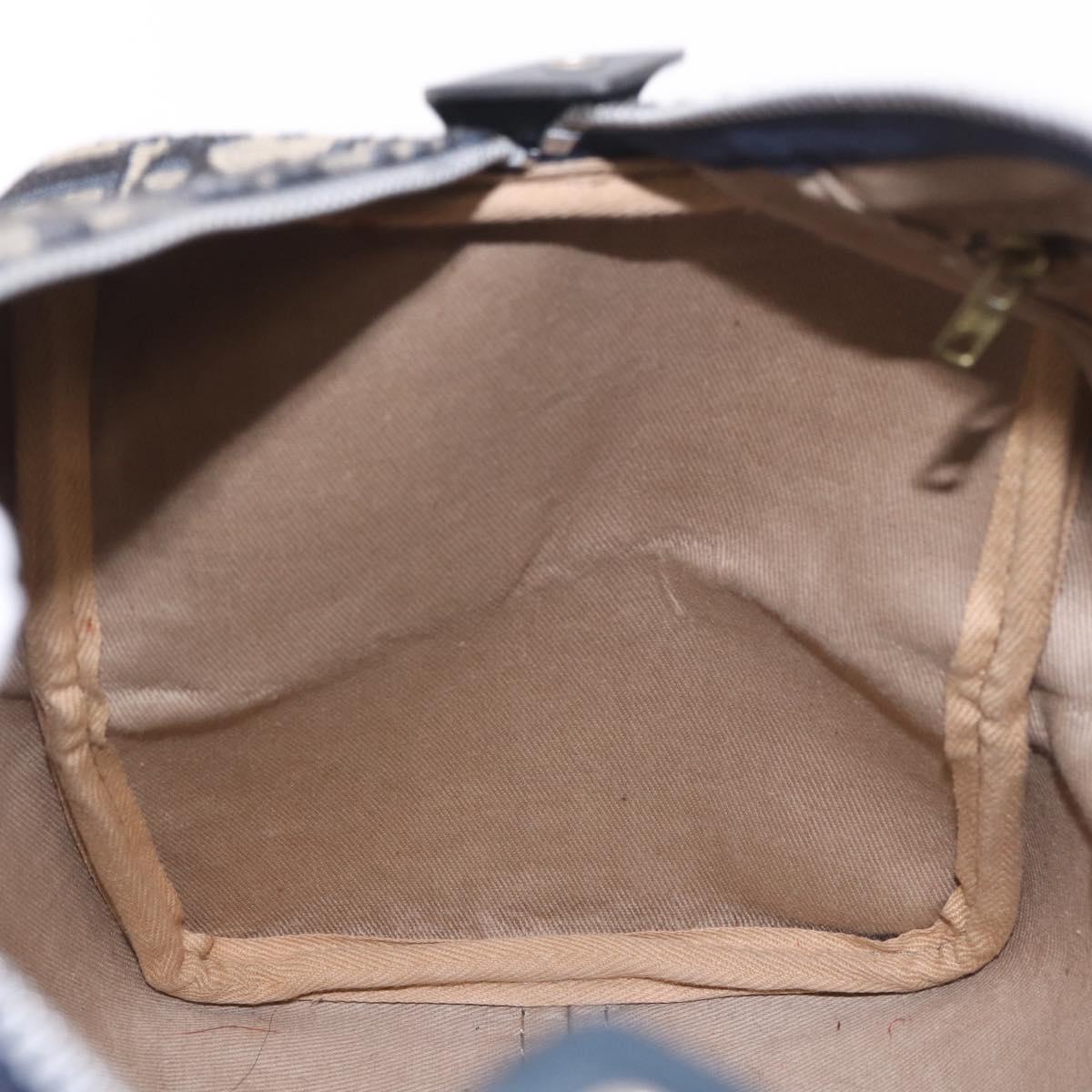Christian Dior Trotter Canvas mini Boston Bag Navy Silver Auth am11966V