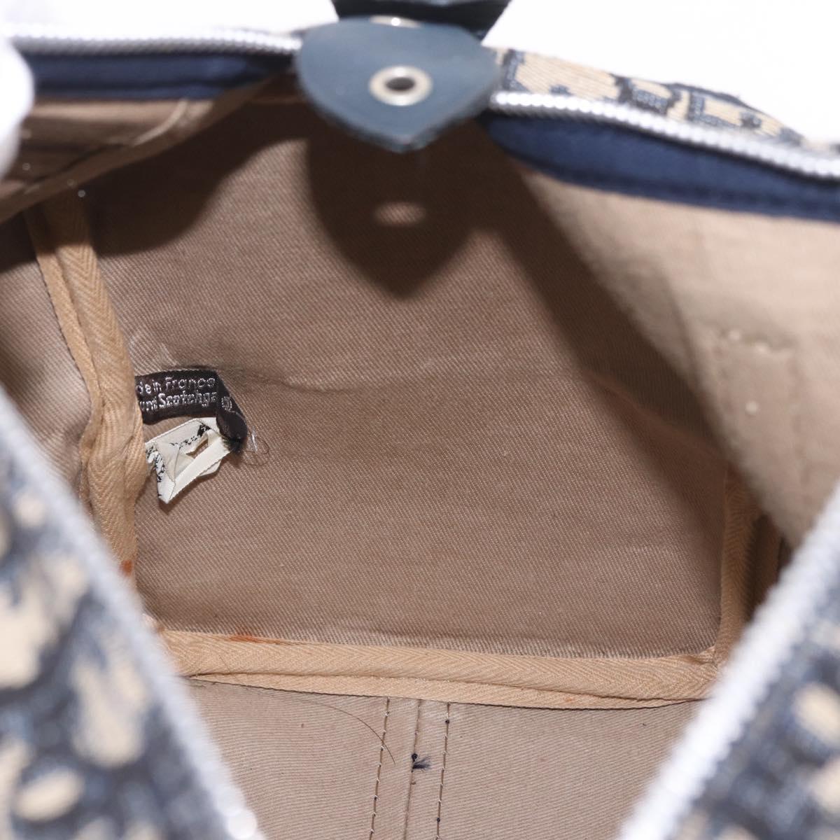 Christian Dior Trotter Canvas mini Boston Bag Navy Silver Auth am11966V
