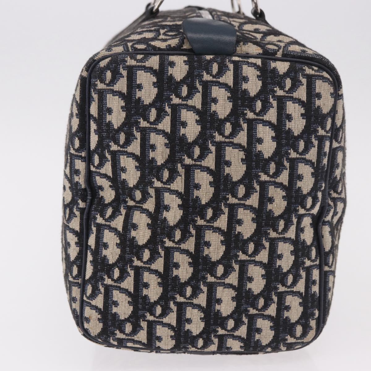 Christian Dior Trotter Canvas mini Boston Bag Navy Silver Auth am11966V