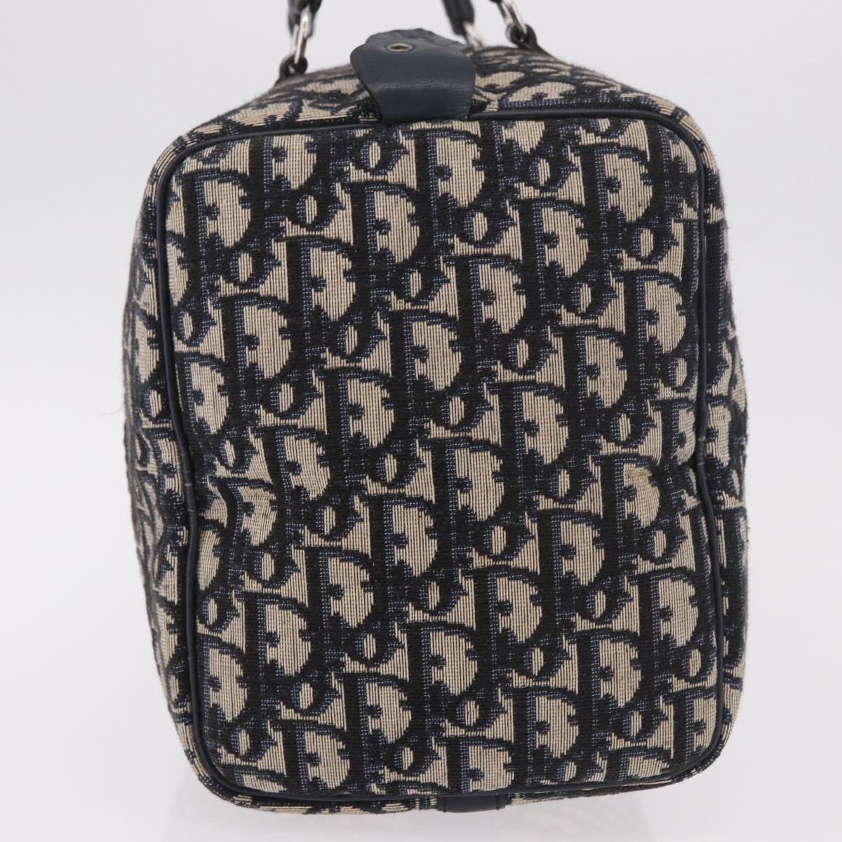 Christian Dior Trotter Canvas mini Boston Bag Navy Silver Auth am11966V