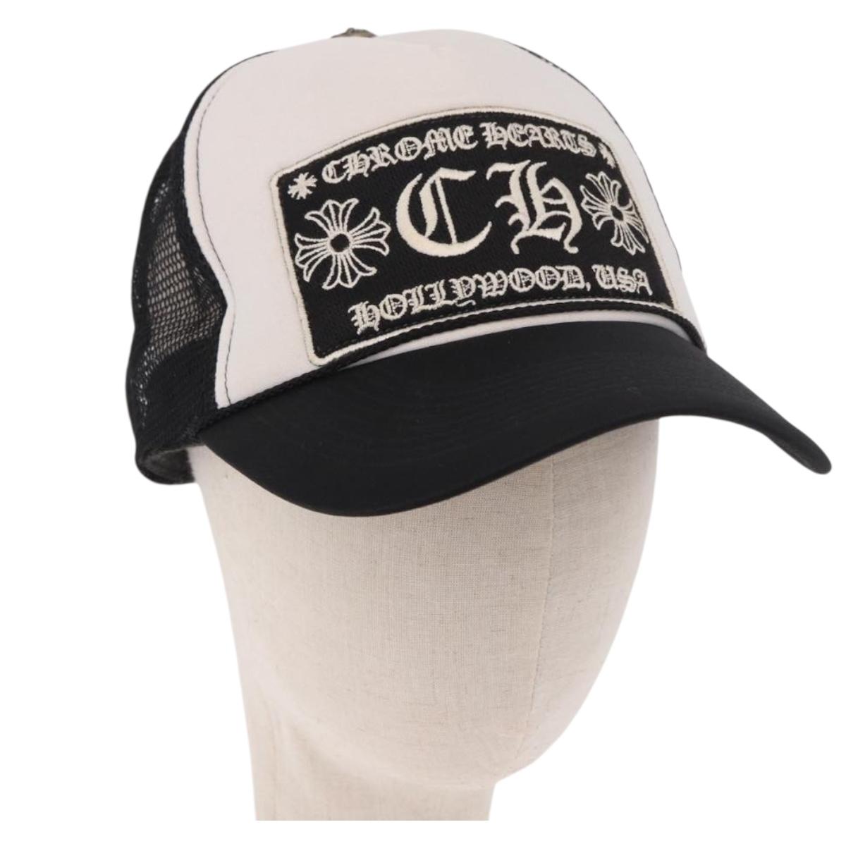 Chrome Hearts Tracker Cap Cotton Black White Gold Auth am11970V