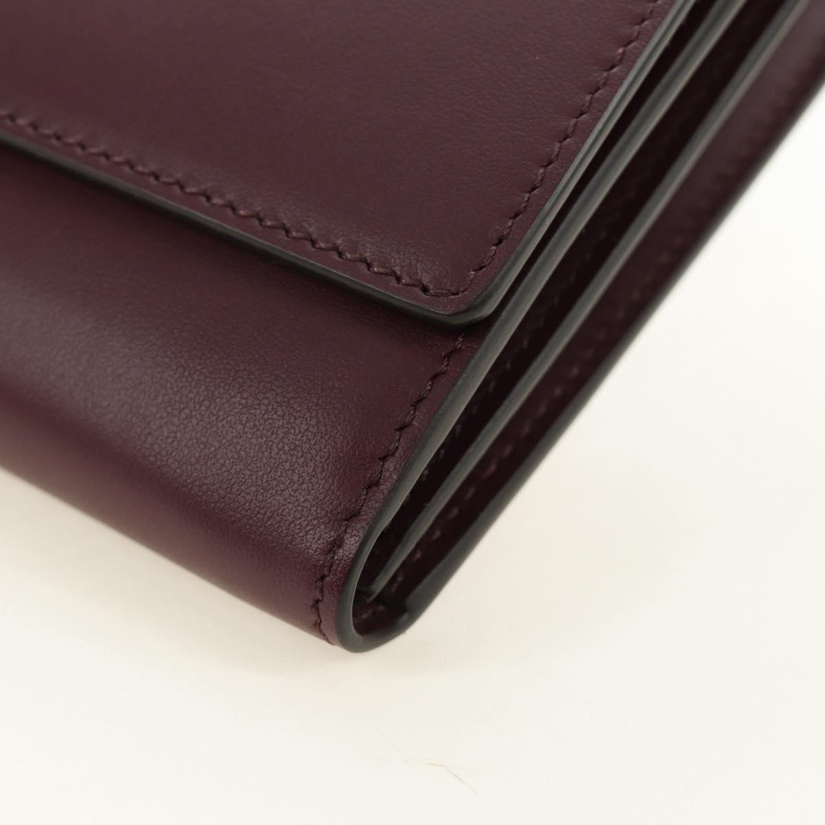 BURBERRY Every Day Shoulder Wallet Leather Bordeaux Gold Auth am11974M