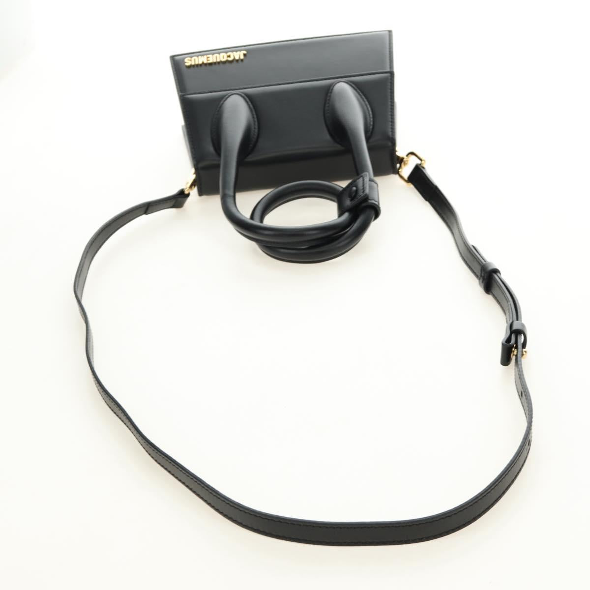 JACQUEMUS Hand Bag Leather 2way Black Gold Auth am11975V