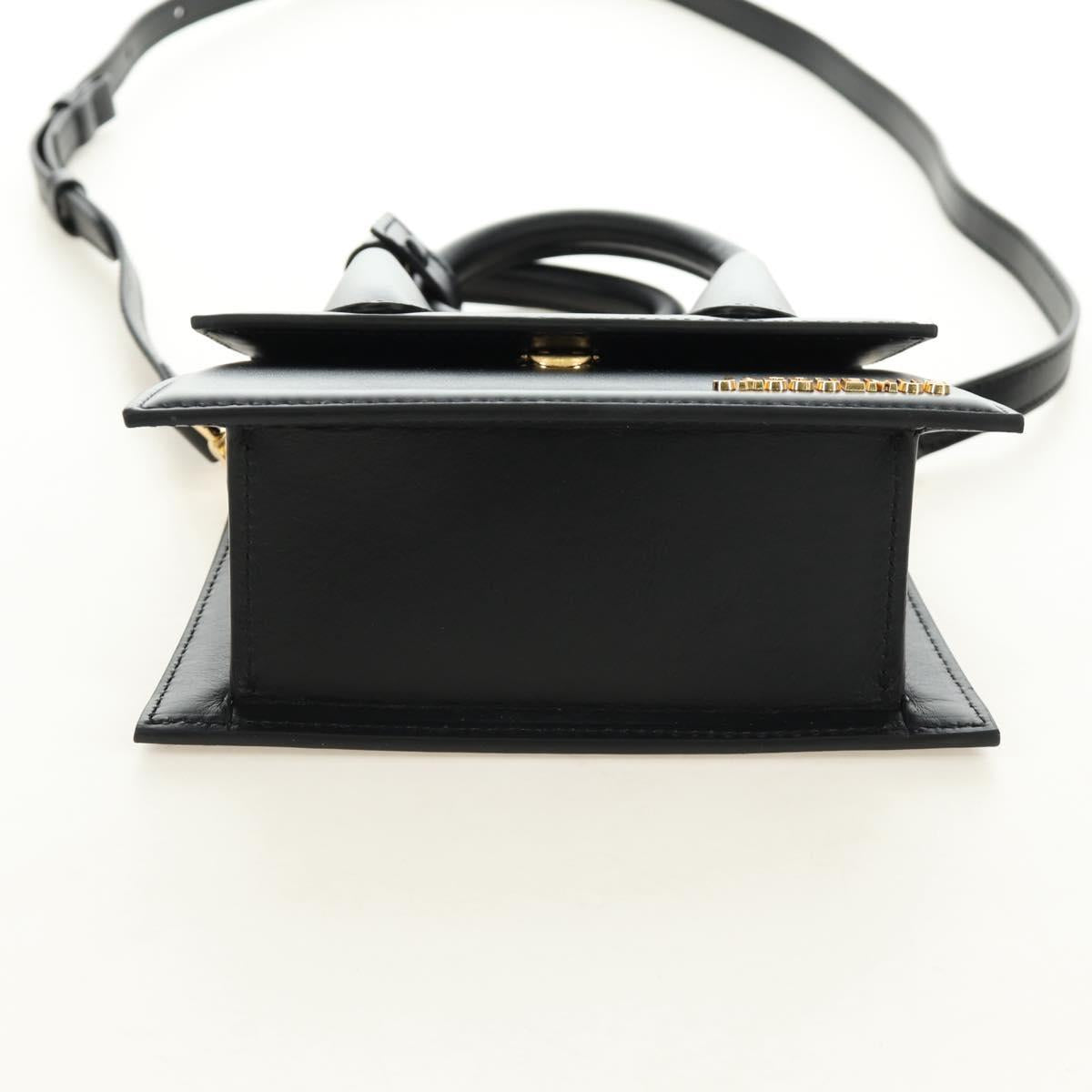 JACQUEMUS Hand Bag Leather 2way Black Gold Auth am11975V