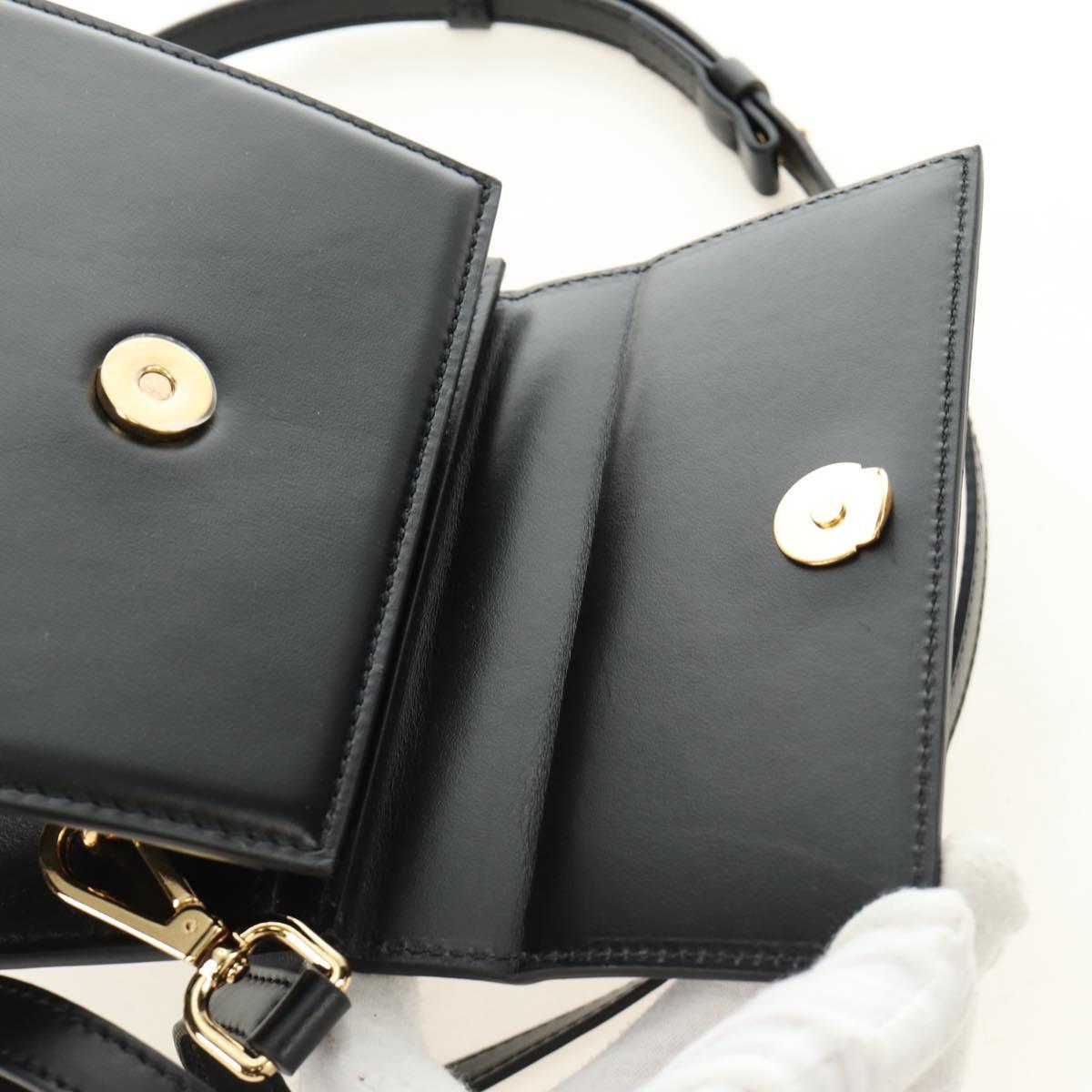 JACQUEMUS Hand Bag Leather 2way Black Gold Auth am11975V