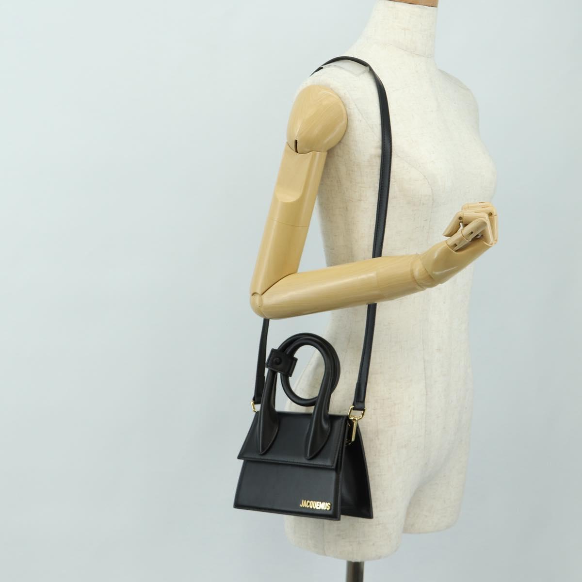 JACQUEMUS Hand Bag Leather 2way Black Gold Auth am11975V