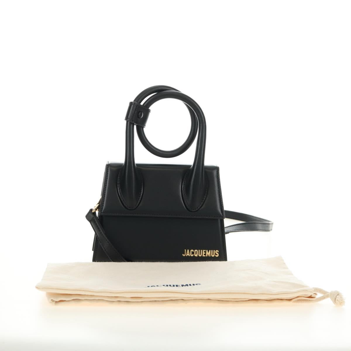 JACQUEMUS Hand Bag Leather 2way Black Gold Auth am11975V