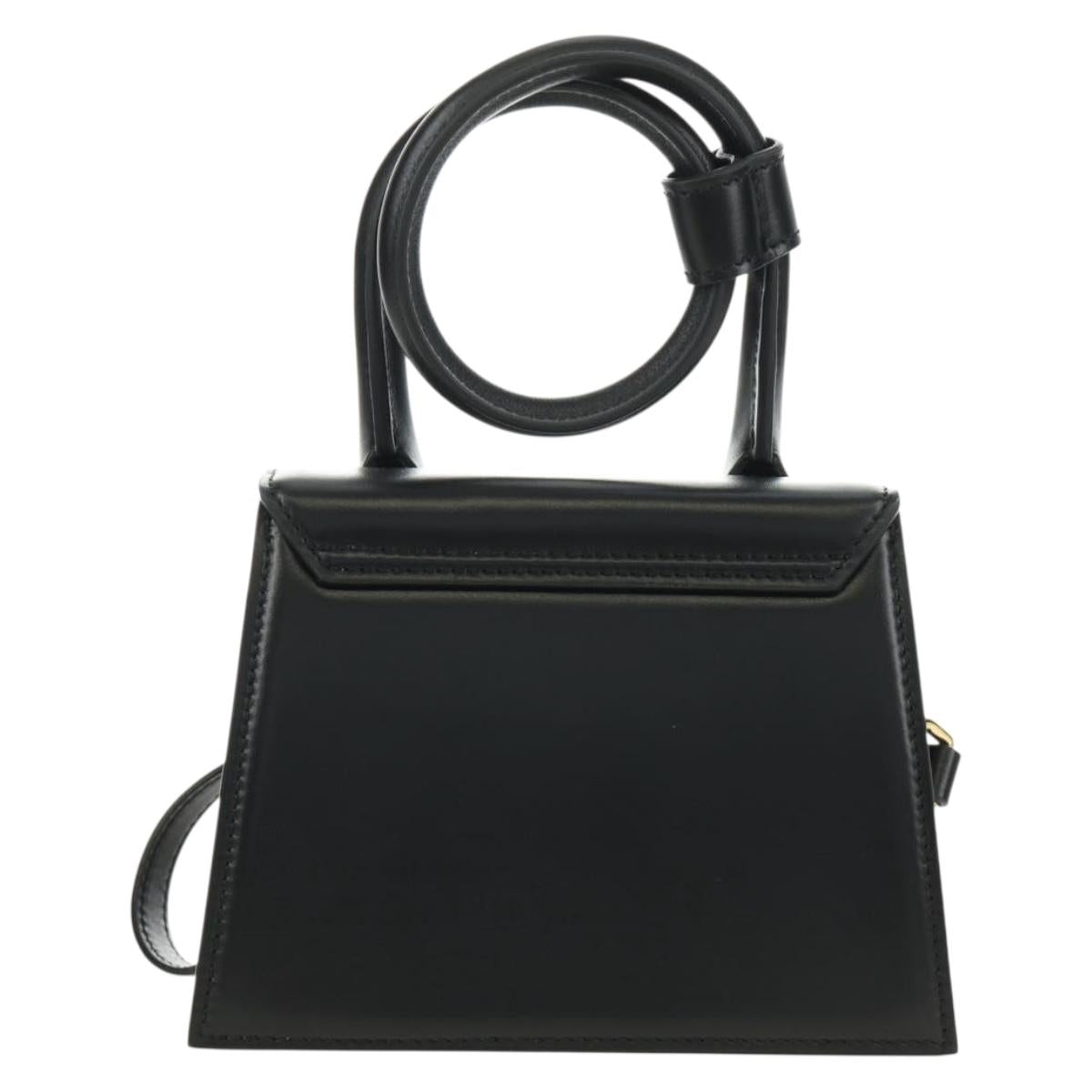 JACQUEMUS Hand Bag Leather 2way Black Gold Auth am11975V