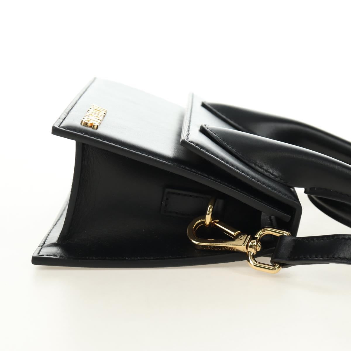 JACQUEMUS Hand Bag Leather 2way Black Gold Auth am11975V