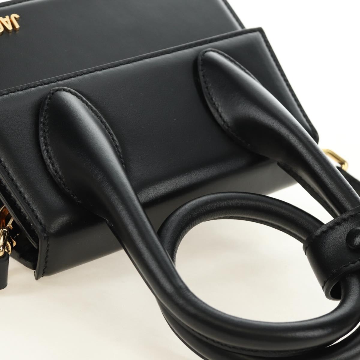 JACQUEMUS Hand Bag Leather 2way Black Gold Auth am11975V