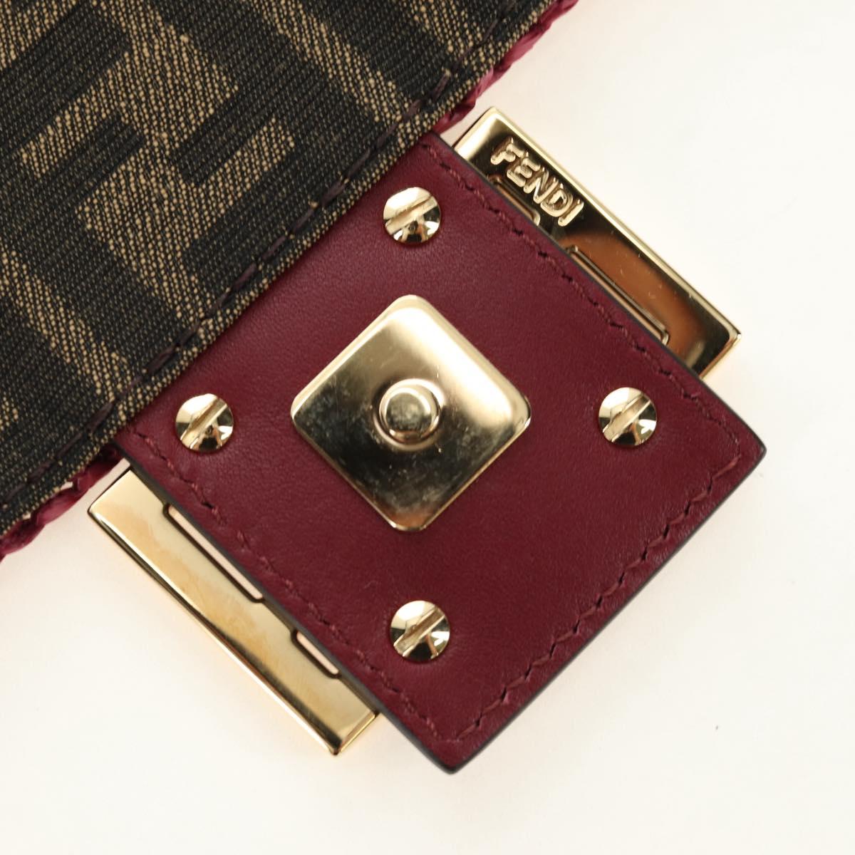 FENDI Zucca Canvas Mamma Baguette Bag Raffia 2way Beige Gold Auth am11981SM
