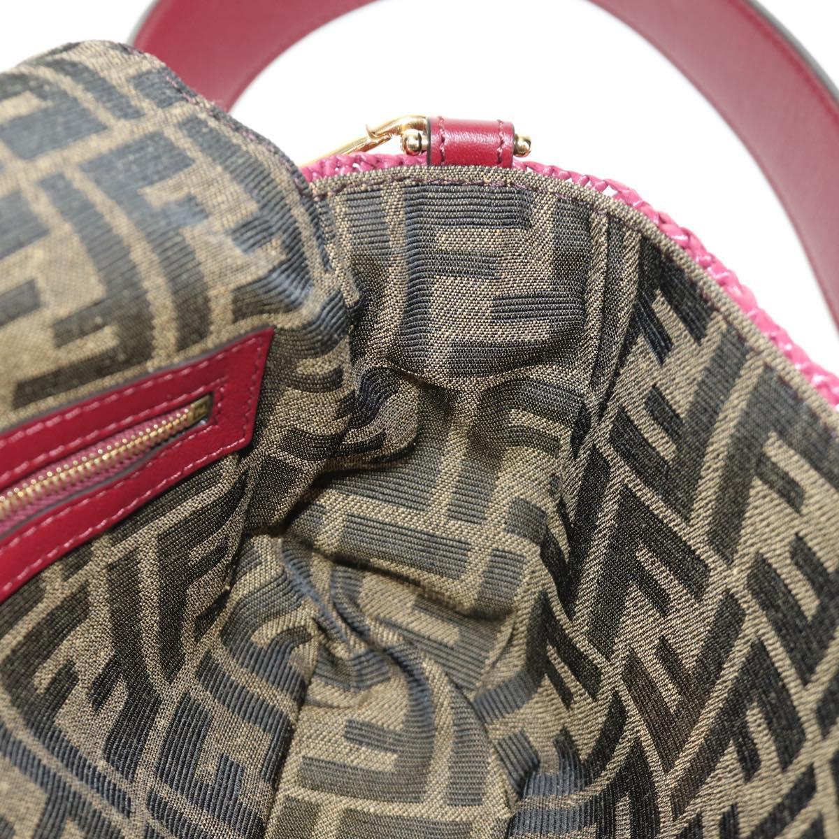 FENDI Zucca Canvas Mamma Baguette Bag Raffia 2way Beige Gold Auth am11981SM