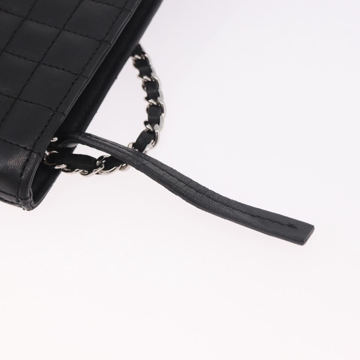 CHANEL Camellia No. 5 Accessories Chain Bag Lamb Skin Black CC Auth am11985M