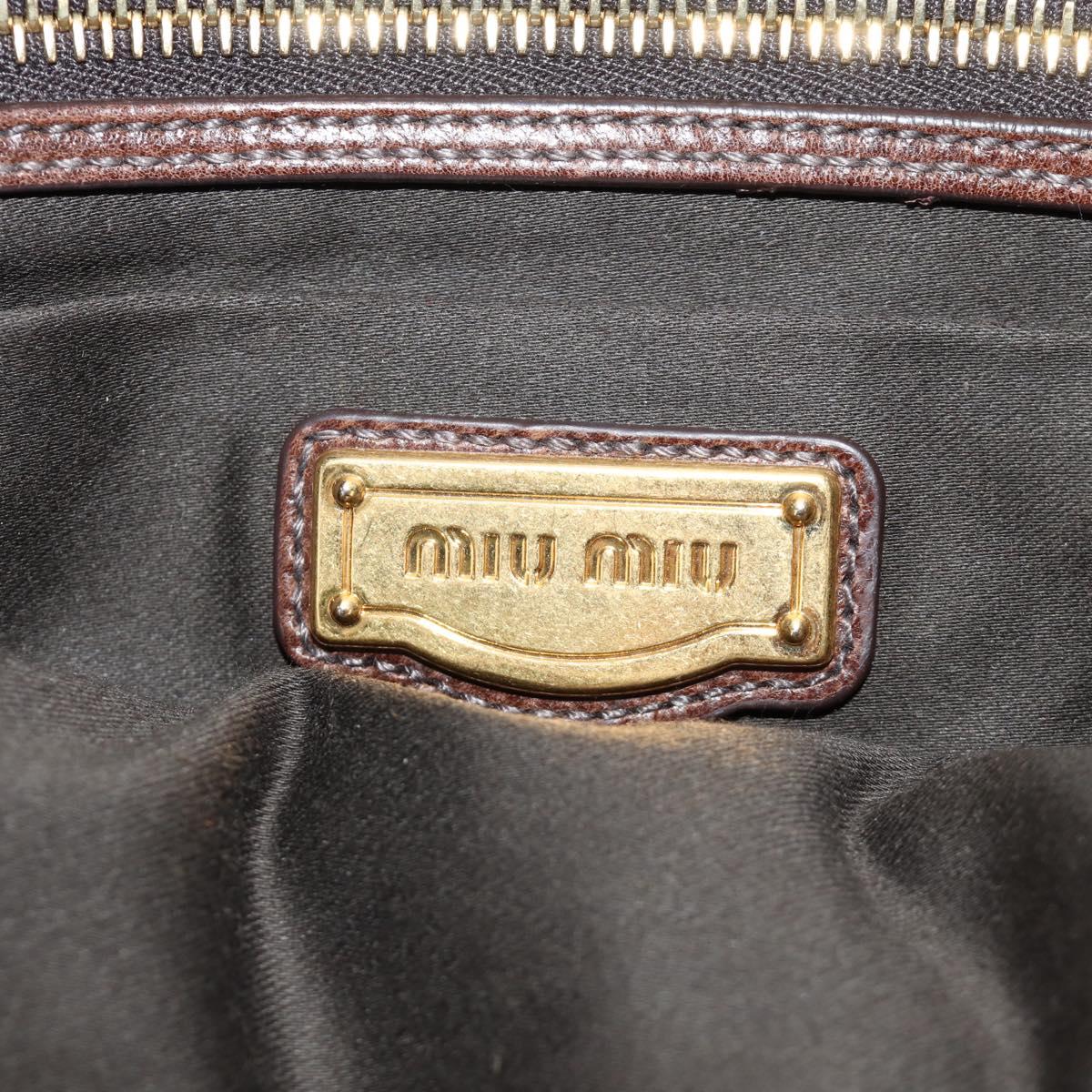 Miu Miu Ready Lock Shoulder Hand Bag Leather 2way Brown Gold Auth am11986V