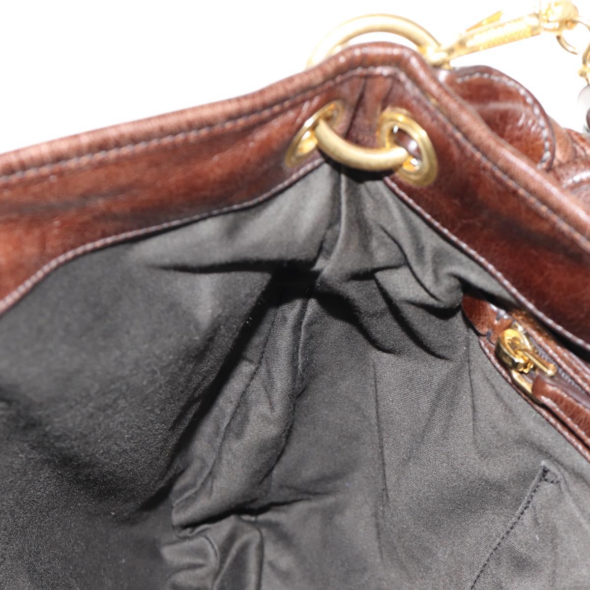 Miu Miu Ready Lock Shoulder Hand Bag Leather 2way Brown Gold Auth am11986V