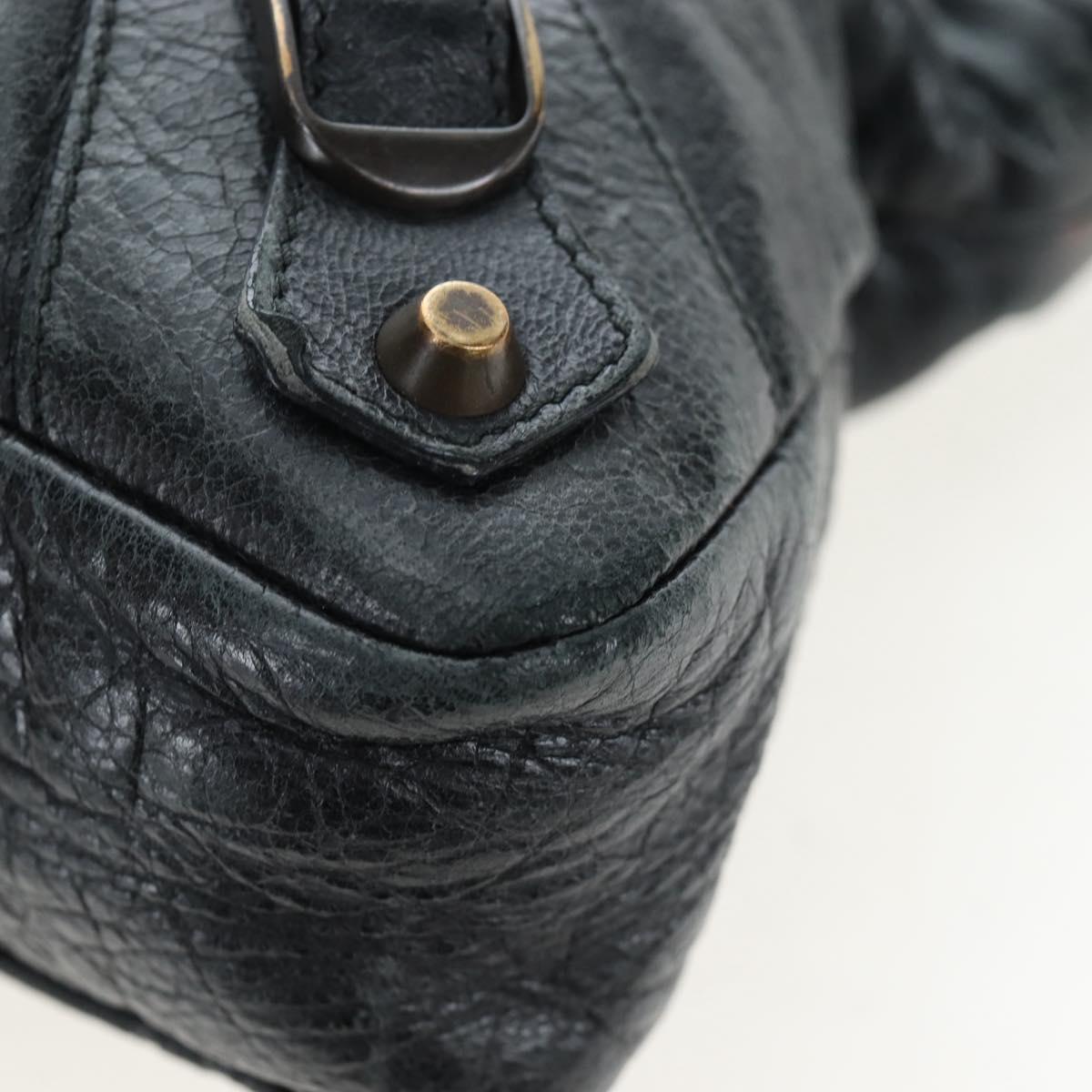 BALENCIAGA The First Hand Bag Leather Black Gold 103208 Auth am11987SAV