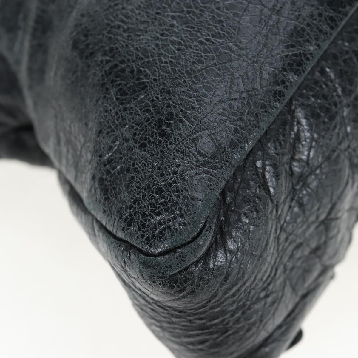 BALENCIAGA The First Hand Bag Leather Black Gold 103208 Auth am11987SAV