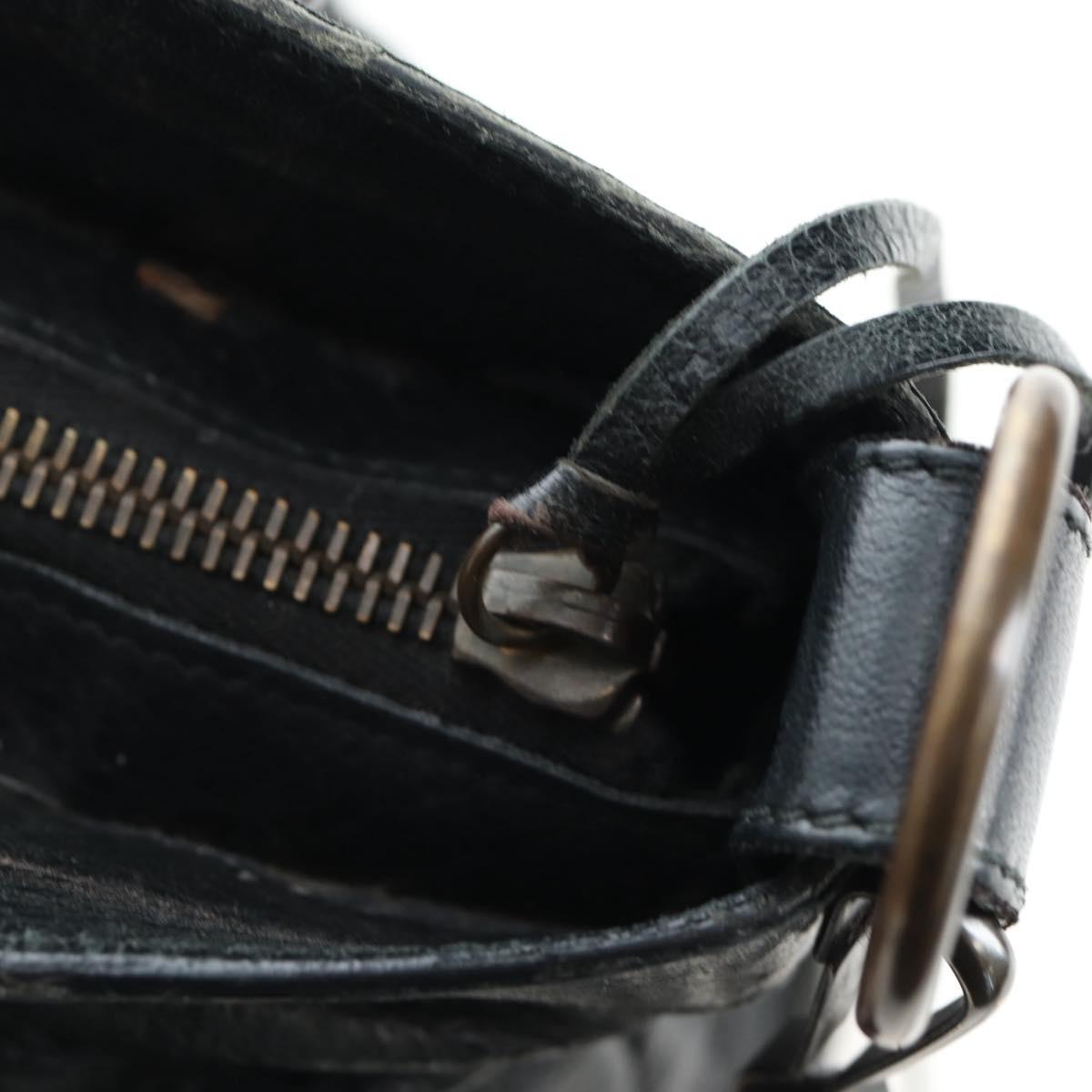 BALENCIAGA The First Hand Bag Leather Black Gold 103208 Auth am11987SAV