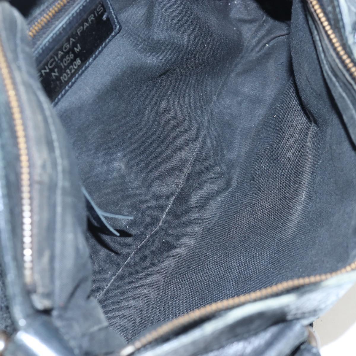 BALENCIAGA The First Hand Bag Leather Black Gold 103208 Auth am11987SAV