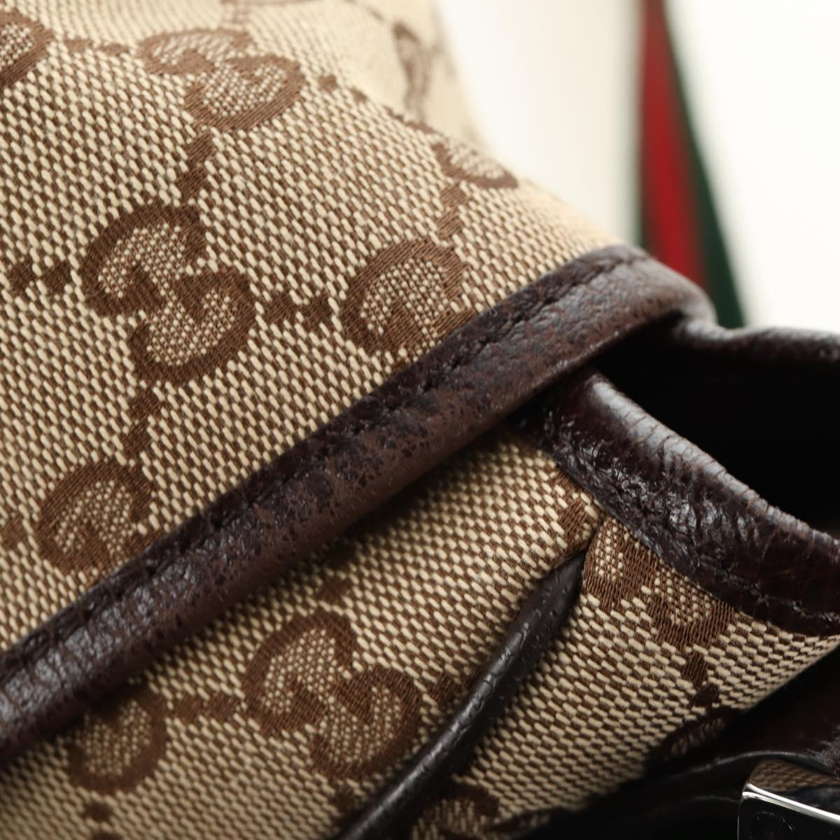GUCCI GG Canvas Web Sherry Line Shoulder Bag Beige Silver 23302 Auth am11988V