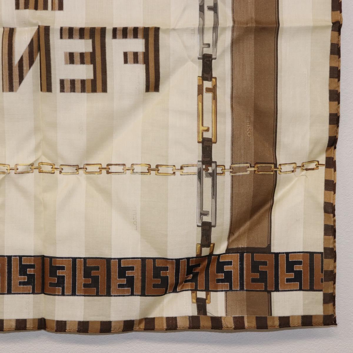 FENDI Handkerchief Cotton Beige Auth am11990V
