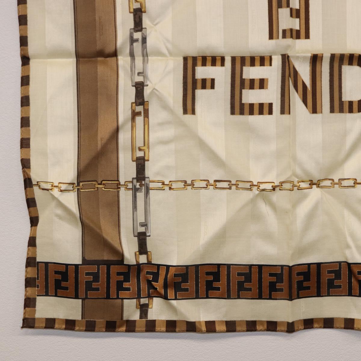 FENDI Handkerchief Cotton Beige Auth am11990V