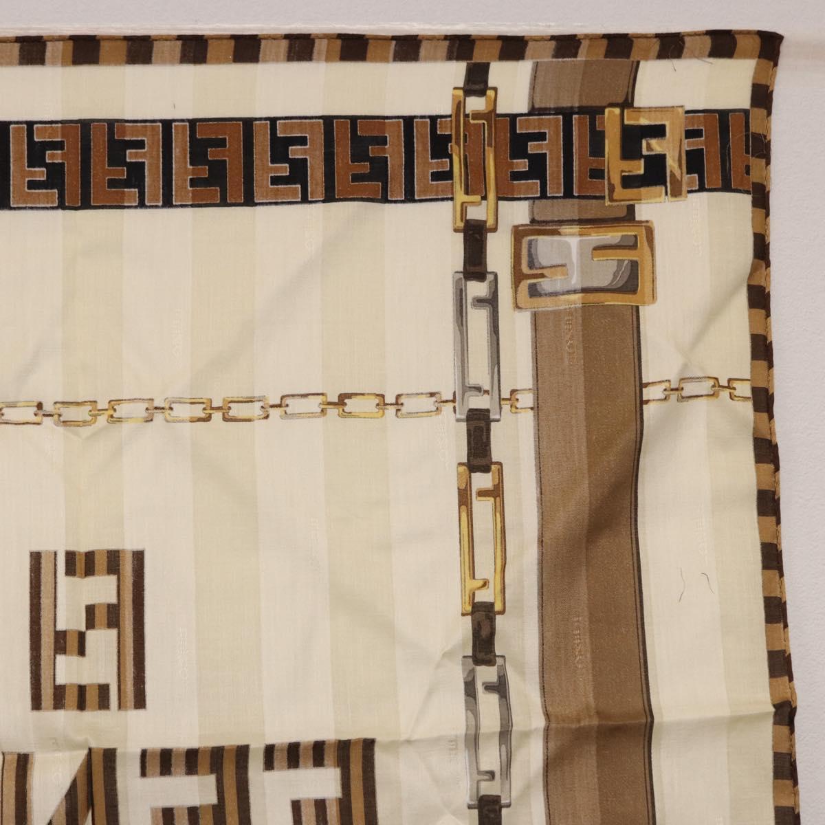 FENDI Handkerchief Cotton Beige Auth am11990V