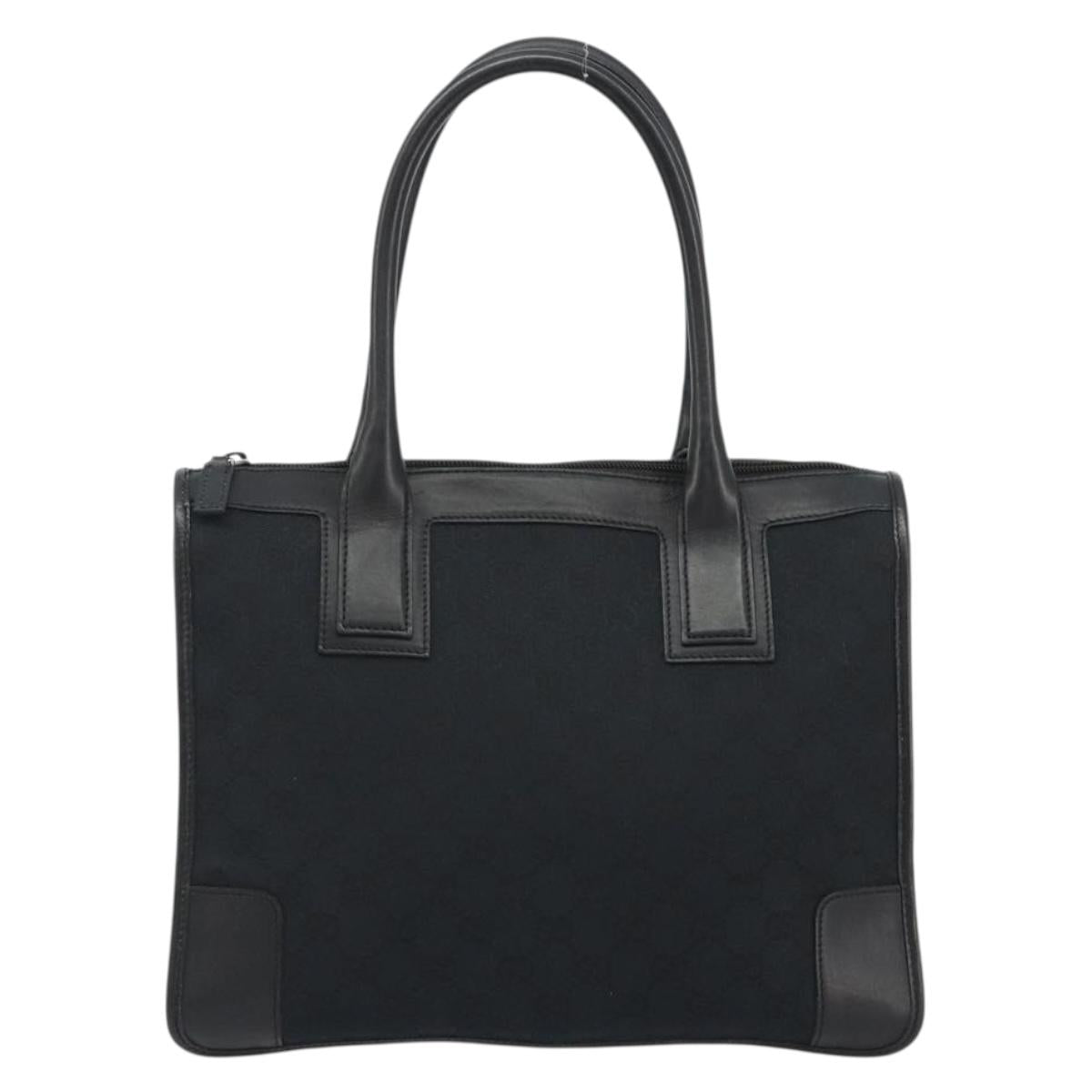 GUCCI GG Canvas Hand Bag Black Silver 000 0855 Auth am11991V