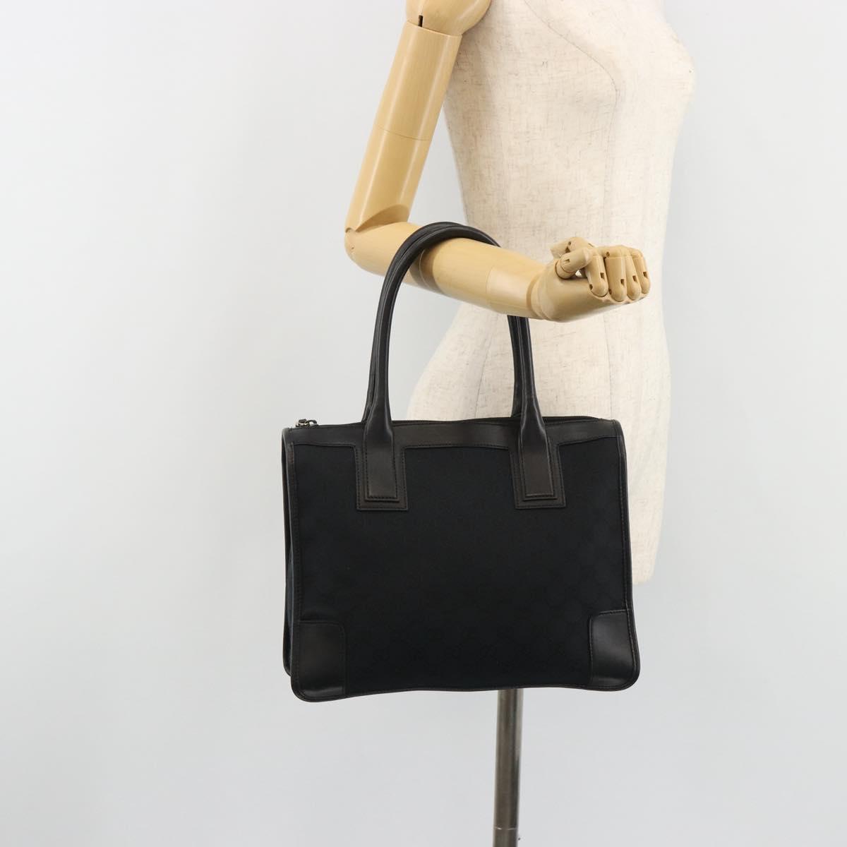 GUCCI GG Canvas Hand Bag Black Silver 000 0855 Auth am11991V