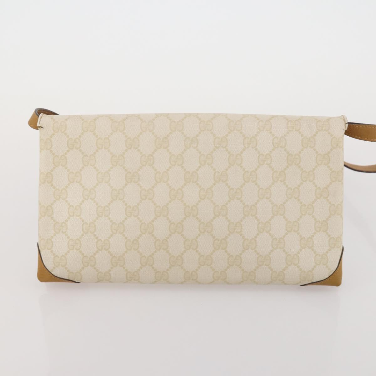 GUCCI GG Supreme Web Sherry Line Bag PVC  Canvas 2 Set Beige White Auth am11992