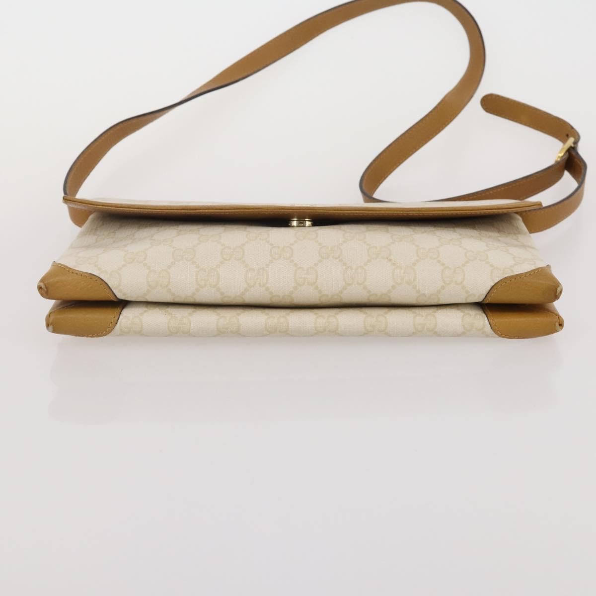 GUCCI GG Supreme Web Sherry Line Bag PVC  Canvas 2 Set Beige White Auth am11992