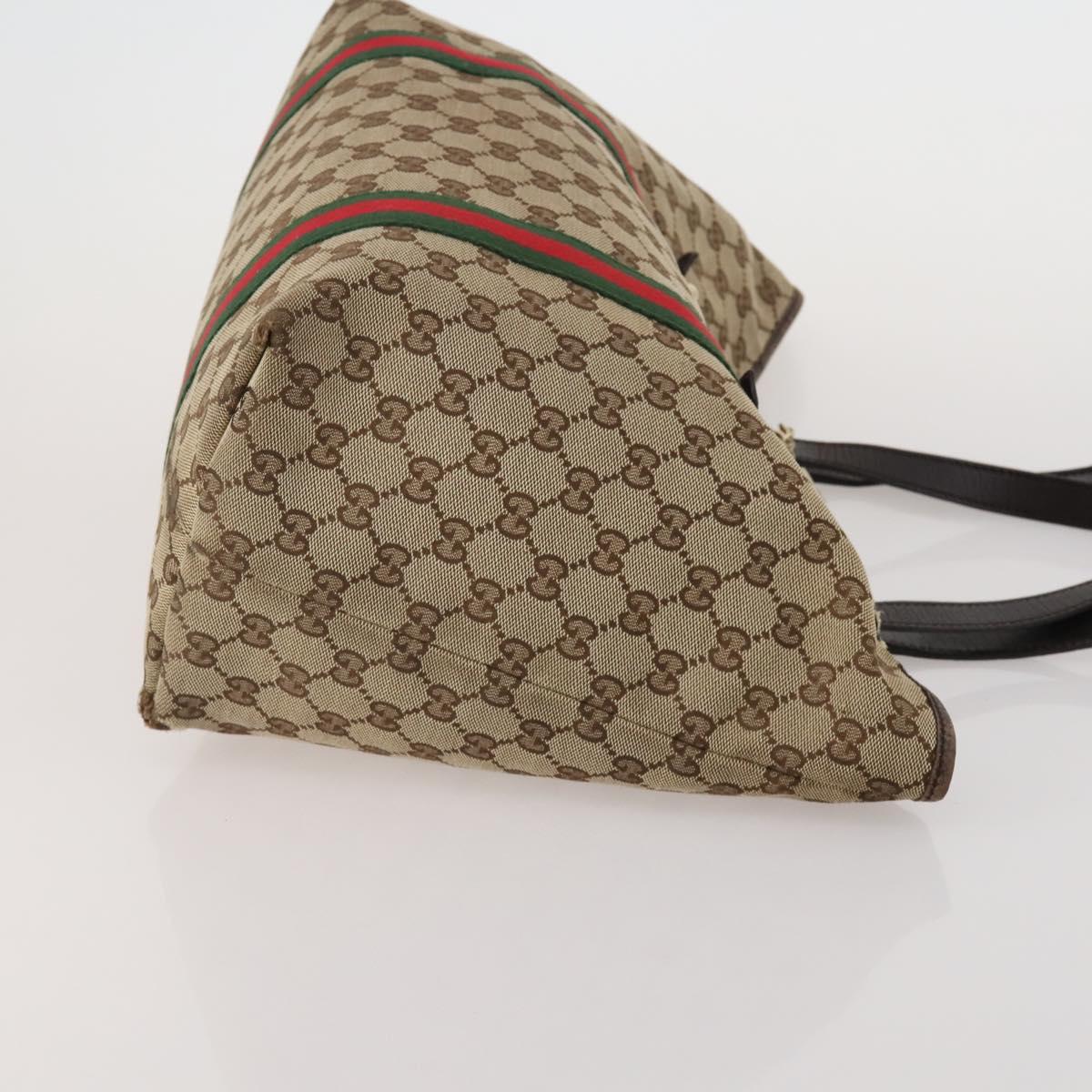 GUCCI GG Supreme Web Sherry Line Bag PVC Canvas 2 Set Beige White Auth am11992