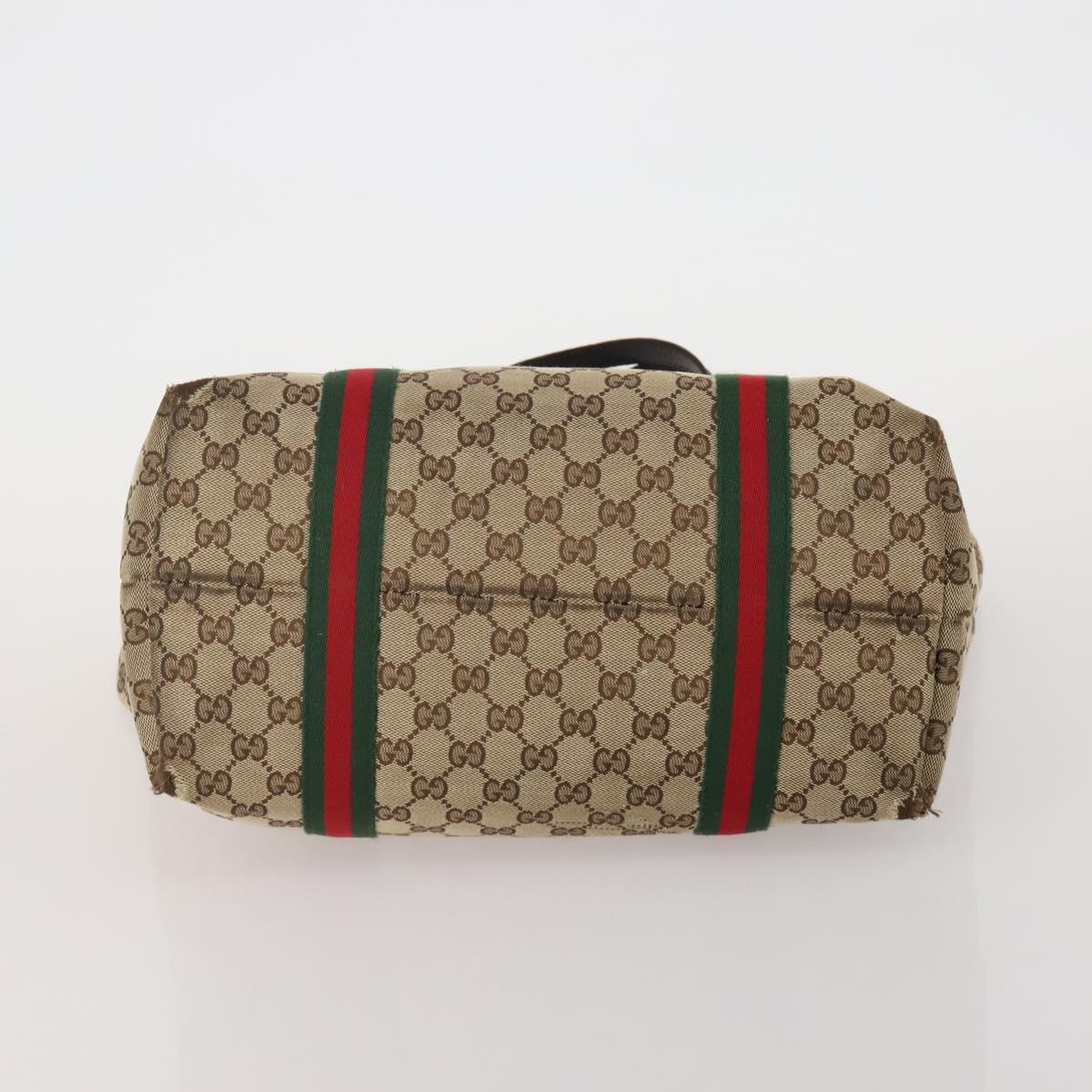 GUCCI GG Supreme Web Sherry Line Bag PVC Canvas 2 Set Beige White Auth am11992