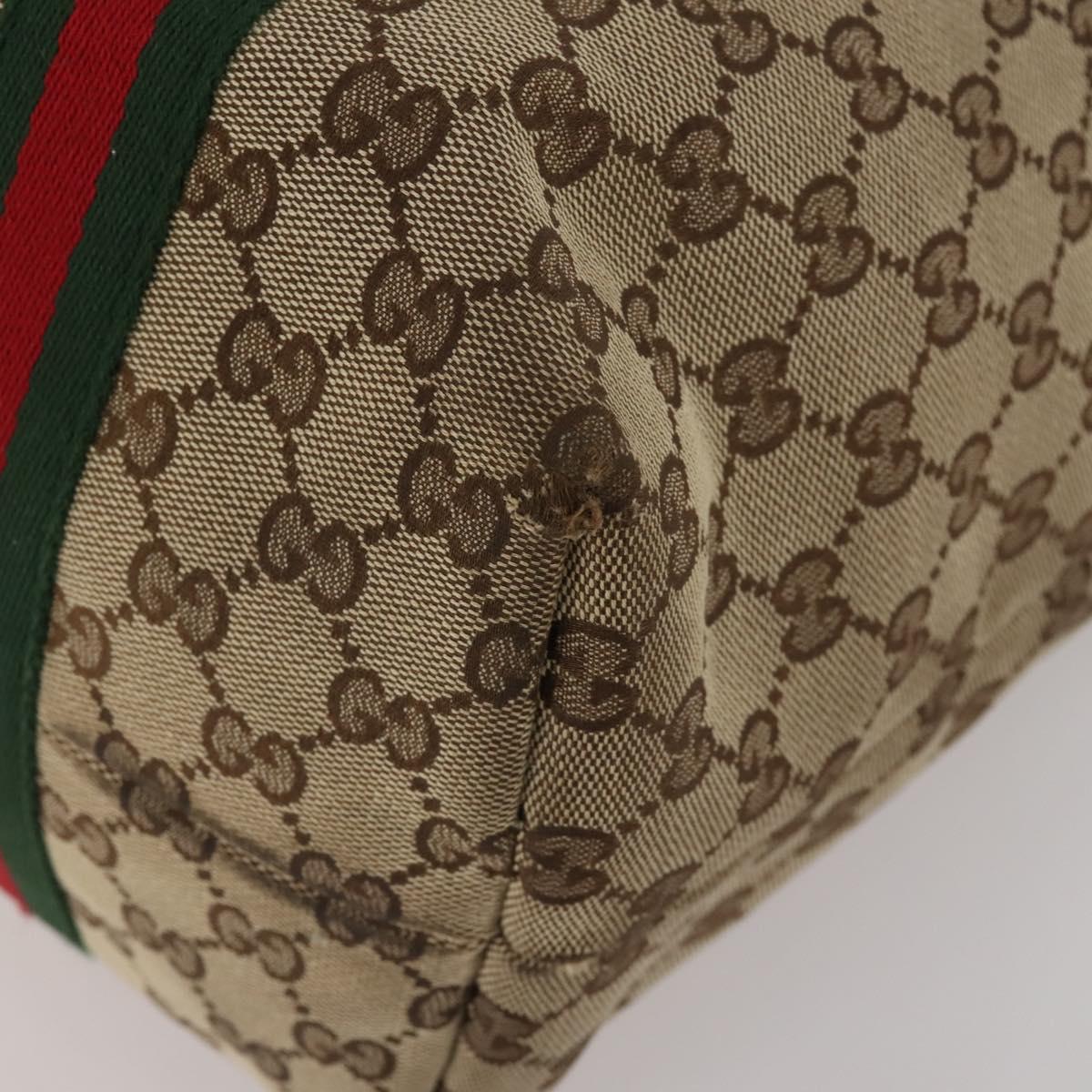 GUCCI GG Supreme Web Sherry Line Bag PVC  Canvas 2 Set Beige White Auth am11992