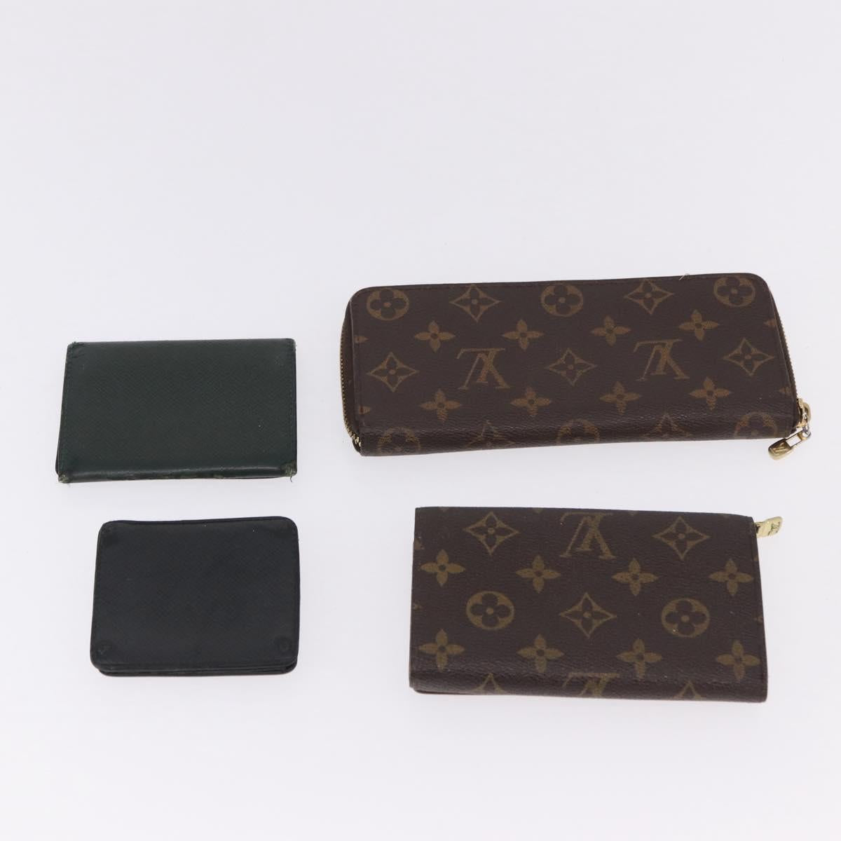 LOUIS VUITTON Monogram Taiga Damier Ebene Wallet 7 Set Black Green Auth am11994