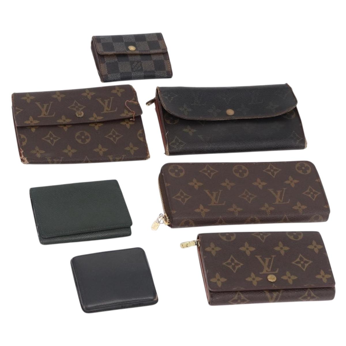 LOUIS VUITTON Monogram Taiga Damier Ebene Wallet 7 Set Black Green Auth am11994