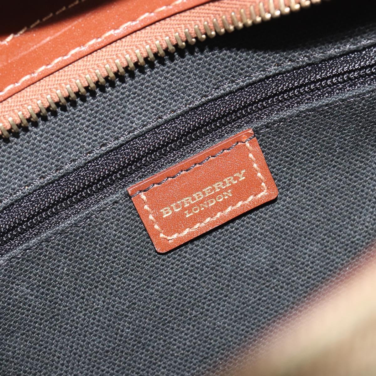 BURBERRY Nova Check Hand Bag PVC Beige Gold Auth am11995V